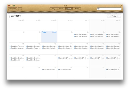 Full oversikt over fotball EM i iCal