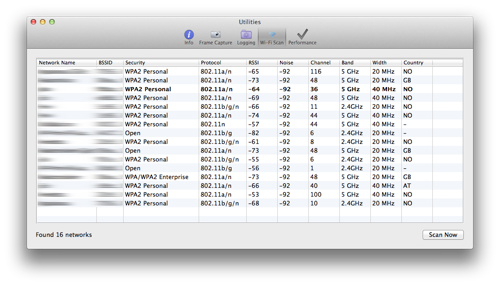 Wifi Scanner til OS X