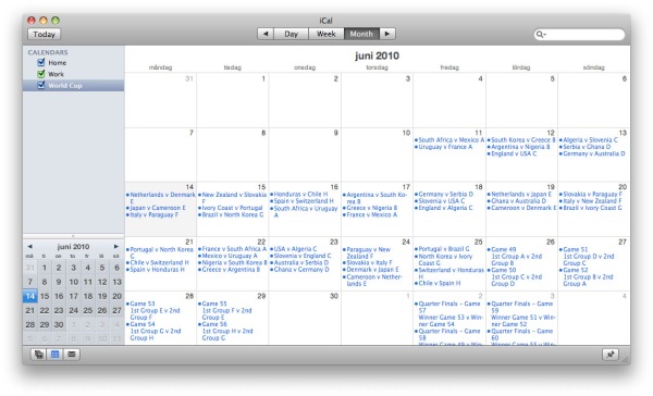 Fotball VM i iCal