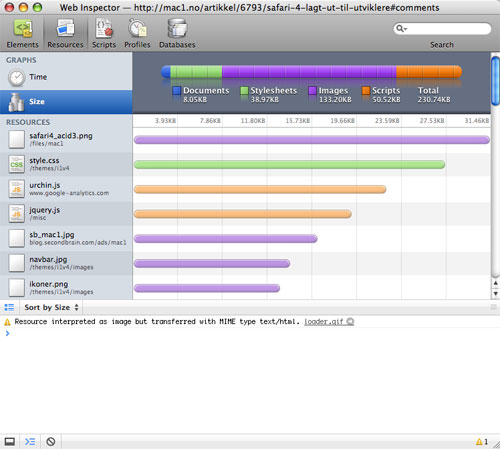 Web Inspector i Safari 4